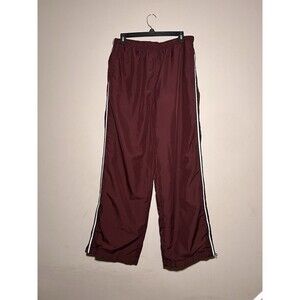 Old Navy Burgundy White Striped Mesh Lined Ankle Zip Track Pants Men's Large